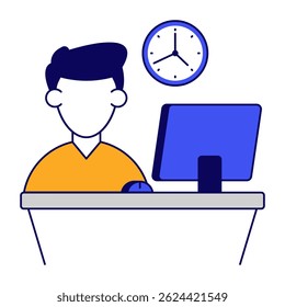 Remote working icon in flat design available for instant download
