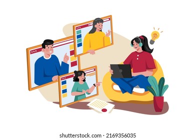 Remote Working Illustration concept. Flat illustration isolated on white background