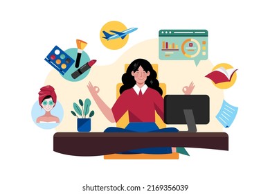 Remote Working Illustration concept. Flat illustration isolated on white background