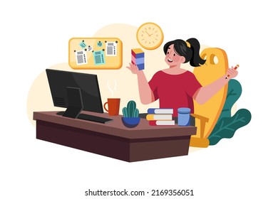 Concepto de Ilustración de trabajo remoto. Ilustración plana aislada en fondo blanco