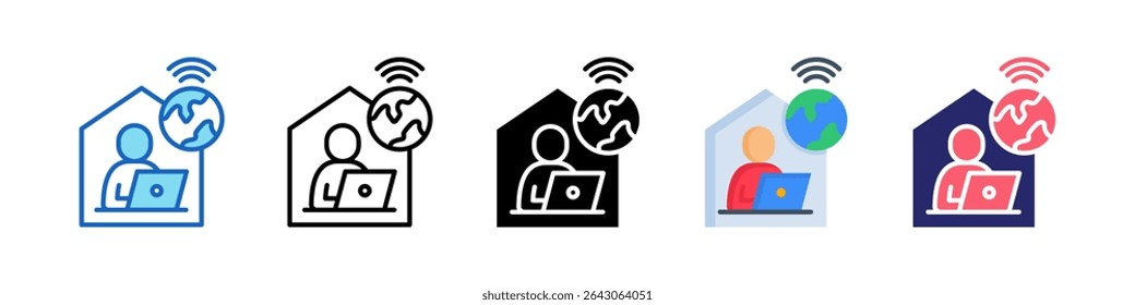 Remote Working Multiple Style Icon Set Collection.