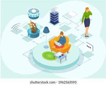 Remote working and networks. Professional business teleworkers connecting online and remote work from home for corporate company. Global outsourcing distributed team, freelance job. Remotely by leader