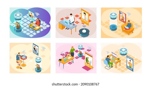 Remote working and networks. Professional business teleworkers connecting online and remote work from home for corporate company. Global outsourcing distributed team, freelance job. Remotely by leader