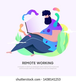 Remote Working Vector Flat Illustration with Modern Gradients. Eps.10