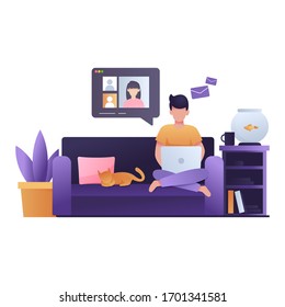 Trabajo a distancia, trabajo desde casa para prevenir la pandemia de covid-19 