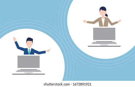 remote work,work from home image,vector illustration,blue background