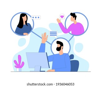 Remotely connect with people illustration concept vector