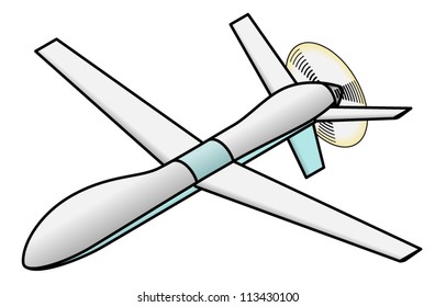 A remotely operated propeller-driven military surveillance drone.