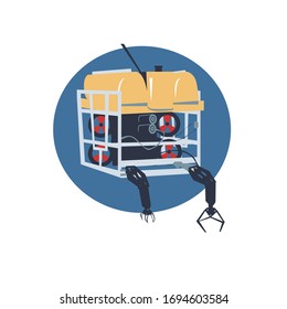 Remotely Operated Underwater Vehicle ROV.
Icon. Vector Illustration.