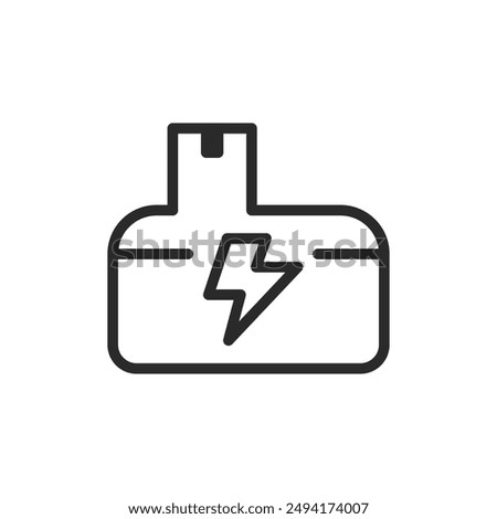 Removable battery for drill, linear style icon. Editable stroke width