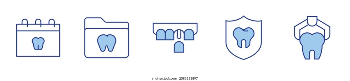 removal, folder, calendar, implant, prevention. Dental Icon vector illustration. Line Duotone style. Editable stroke.