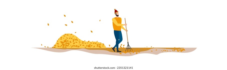 Eliminación de la basura, hojas de otoño. vector