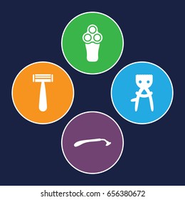 Removal icons set. set of 4 removal filled icons such as razor, electric razor