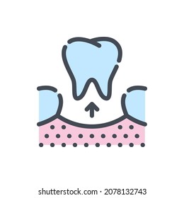 Removal of a tooth color line icon. Tooth extraction vector outline colorful sign.