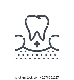 Removal of a tooth line icon. Tooth extraction vector outline sign.