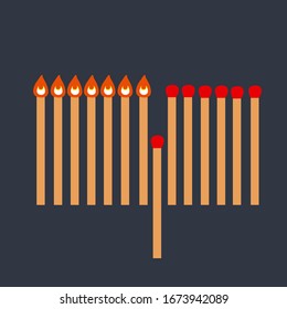 Remove a 1 matches. a matches other do not burning. Vector illustration. 