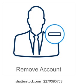 Remove Account and deactivate icon concept