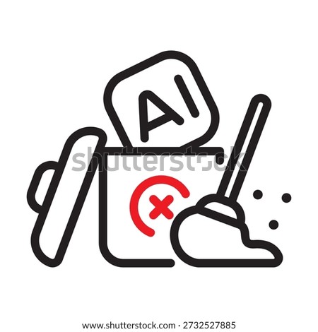 Remove AI Cleanup Trash Bin Line Icon Vector for App Website