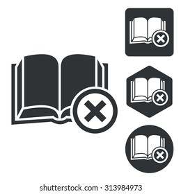 Remove book icon set, monochrome, isolated on white