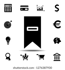 remove bookmark flag with minus icon. Simple glyph vector element of web, minimalistic icons set for UI and UX, website or mobile application