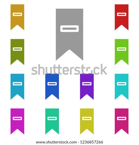 remove bookmark flag with minus icon in multi color. Simple glyph vector of web set for UI and UX, website or mobile application