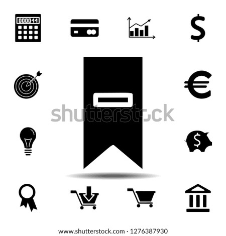 remove bookmark flag with minus icon. Simple glyph vector element of web, minimalistic icons set for UI and UX, website or mobile application