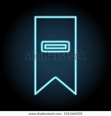 remove bookmark flag with minus neon icon. Simple thin line, outline vector of web, minimalistic icons for UI and UX, website or mobile application