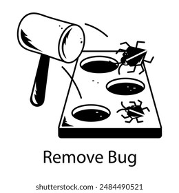 Remove bug trendy icon in doodle style 