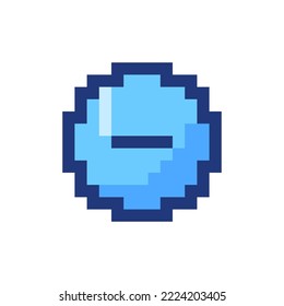 Remove button pixelated RGB color ui icon. Decrease volume. Collapsible content. Simplistic filled 8bit graphic element. Retro style design for arcade, video game art. Editable vector isolated image
