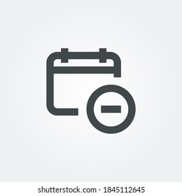 remove calendar Icon symbol isolated on white background. Vector Illustration