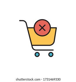 remove from cart icon filled outline vector. isolated on white background