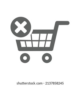 Remove to cart icon. Gray vector illustration.