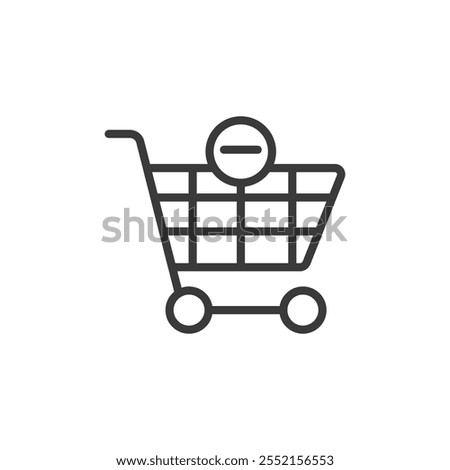 Remove from cart, icon in line design. Remove, cart, delete, shopping, remove-item, ecommerce, checkout on white background vector. Remove from cart editable stroke icon