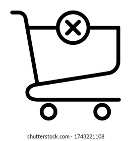 Eliminar del carro - vector de línea de icono - iconos de comercio electrónico