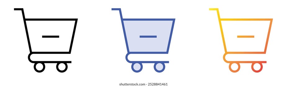 remove from cart icon. Linear, Blue Fill and Gradient Style Design Isolated On White Background