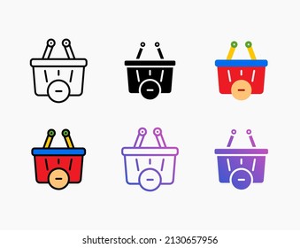 remove cart icon set with line, outline, flat, filled, glyph, color, gradient. Editable stroke and pixel perfect. Can be used for digital product, presentation, print design and more.