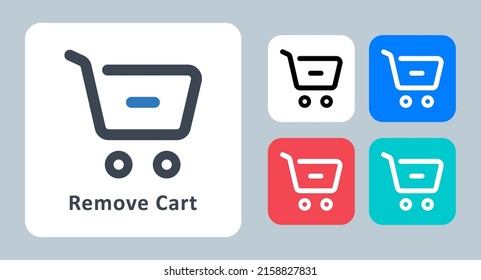 Icono de Carro - ilustración vectorial. Borrar, Carro, Comprar, Eliminar, Ecommerce, Cesta, Tienda, tienda, comercio electrónico, línea, contorno, plano, iconos.