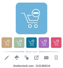 Remove cart item white flat icons on color rounded square backgrounds. 6 bonus icons included