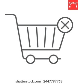 Remove from cart line icon, e-commerce and shopping, delete in cart vector icon, vector graphics, editable stroke outline sign, eps 10.