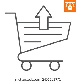 Remove from cart line icon, outline style icon for web site or mobile app, e-commerce and marketing, delete shopping cart vector icon, simple vector illustration, vector graphics with editable stroke