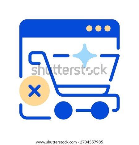 Remove from Cart Line Icon, Outline Symbol for Item Deletion, Order Adjustment, Basket Management, Purchase Editing, and Shopping Revision. Vector Sign Icon.