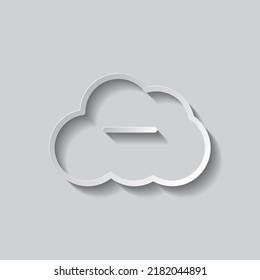 Remove, cloud simple icon vector. Flat design. Paper style with shadow. Gray background.ai