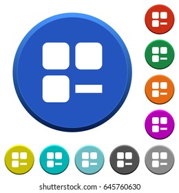 Remove component round color beveled buttons with smooth surfaces and flat white icons