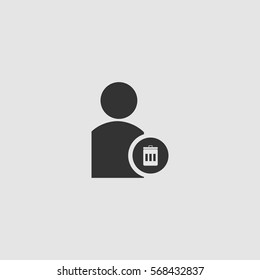 Remove contact icon flat. Black pictogram on grey background. Vector illustration symbol
