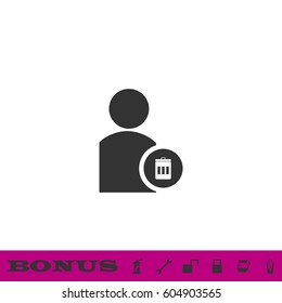 Remove contact icon flat. Black pictogram on white background. Vector illustration symbol and bonus button
