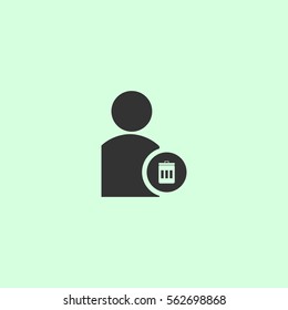 Remove contact icon flat. Grey vector symbol on green background