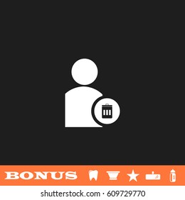 Remove contact icon flat. White pictogram on black background. Vector illustration symbol and bonus button tooth, vase, star, mirror, bottle