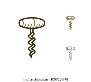 Remove cork. Corkscrews icon. Bottle opener vector illustration.