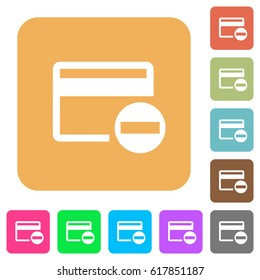 Remove credit card flat icons on rounded square vivid color backgrounds.