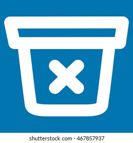 Remove Data vector icon. Style is stroke flat icon symbol, white color, blue background.